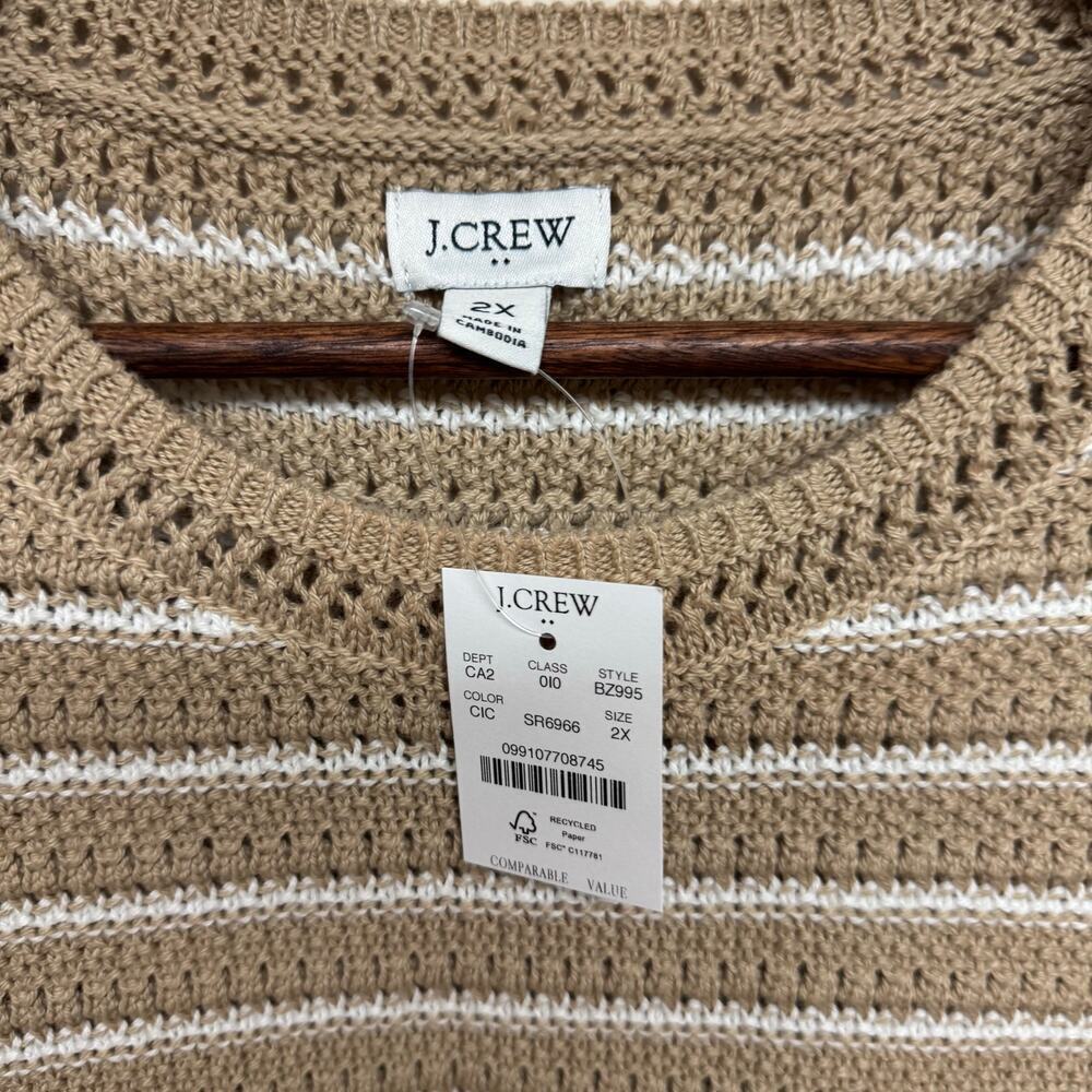 J.Crew Factory Crochet Striped Sweater Tank Top Beige 2X NWT - Picture 4 of 7